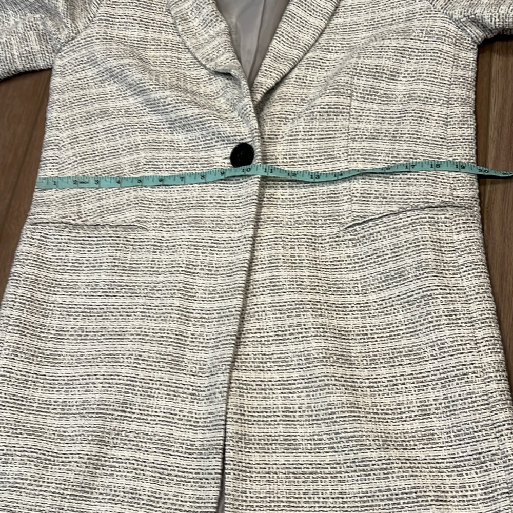ASOS Long Tweed Blazer Jacket Pockets Size 6 White and Black Corpcore Work - Picture 12 of 16